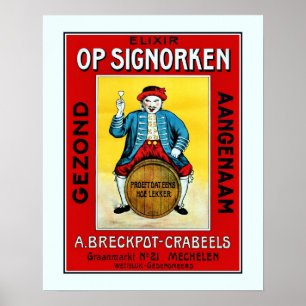 Dreißigerjahre belgischer Likör mit Mechelen Poster