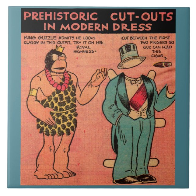 Dreißigerjahre Comic-Höhlenmann-Papierpuppe König Fliese (Vorderseite)