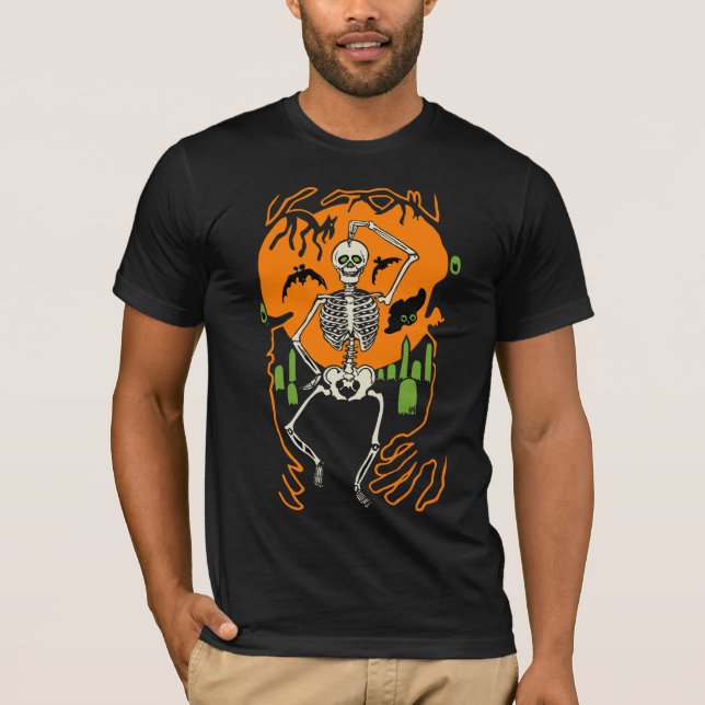 Dreißigerjahre Halloween-Tanzen-Skelett T-Shirt (Vorderseite)