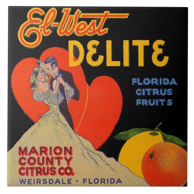 Dreißigerjahre Kunst-Deko EL-Westen Delite Florida Fliese (Vorderseite)