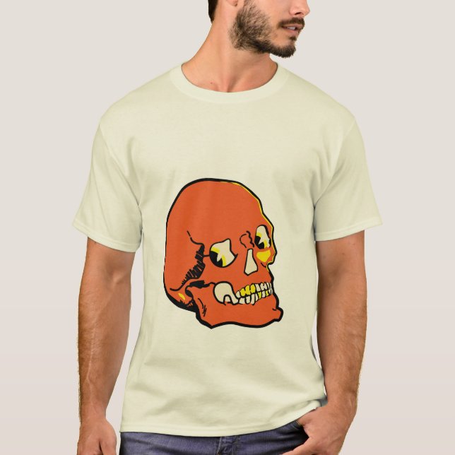 Dreißigerjahre orange Schädel-T - Shirt (Vorderseite)