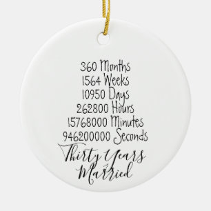 Dreißigjähriges Jubiläum 30. Hochzeit Weihnachten Keramik Ornament