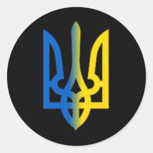 Dreizack ukrainisch Wolodymyr Selensky Präsident v Runder Aufkleber