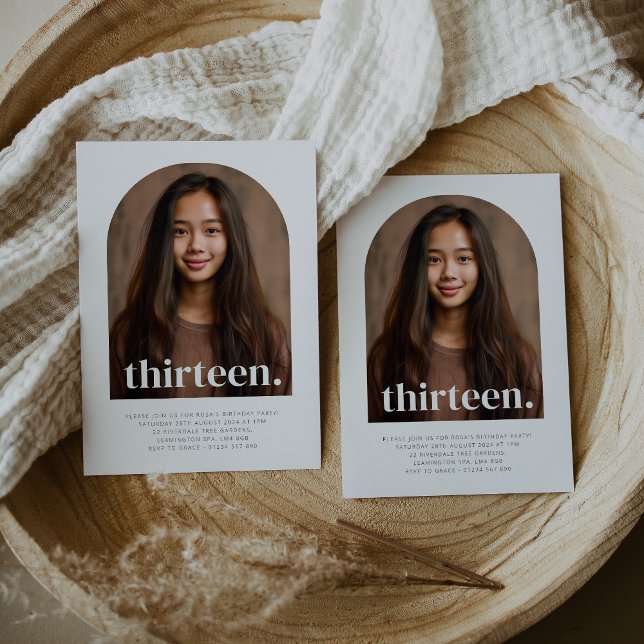 Dreizehn Arch Foto Geburtstag Einladung (Thirteen Arched Photo First Birthday Invitation)