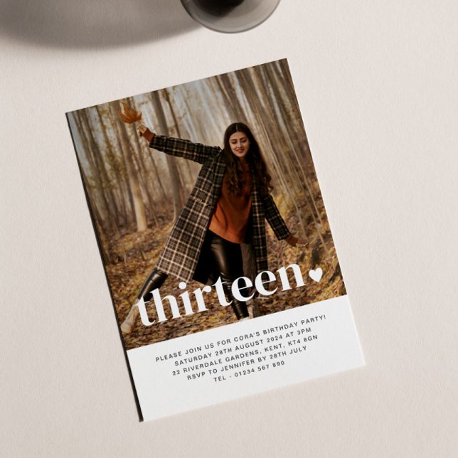 Dreizehn Herz Foto Geburtstagsfeier Einladung (Von Creator hochgeladen)