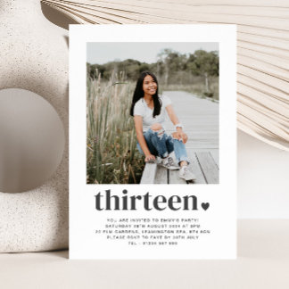 Dreizehn Herz - Square Foto Geburtstagsfeier Einla Einladung
