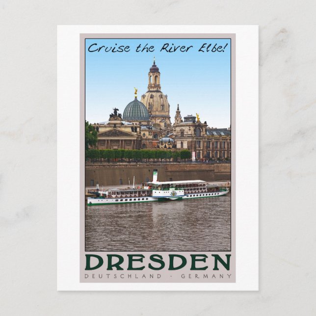 Dresden - Auf der Elbe Postkarte (Vorderseite)