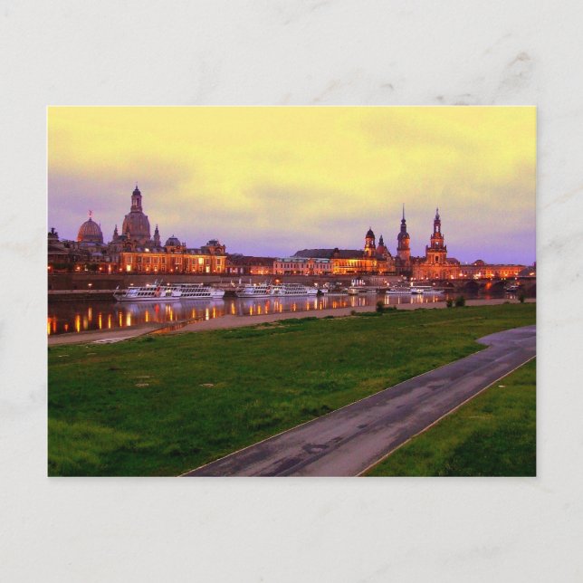 Dresden bei Nacht Postkarte (Vorderseite)