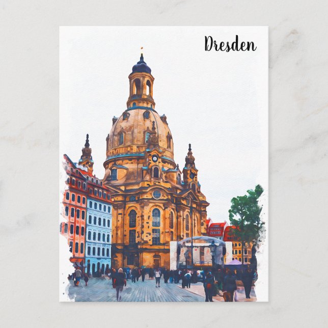 Dresden Deutschland Frauenkirche Stadtansicht Postkarte (Vorderseite)