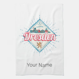 Dresden Deutschland Sachsen Retro Skyline Vintag Geschirrtuch