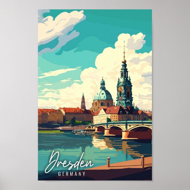 Dresden Deutschland Vintage Reise Illustration Poster (Vorne)