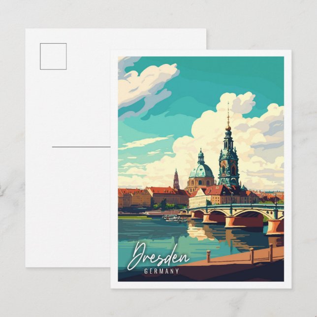 Dresden Deutschland Vintage Reise Illustration Postkarte (Vorne/Hinten)