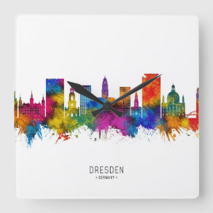 Dresden Germany Skyline Quadratische Wanduhr
