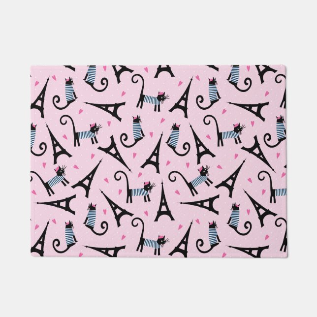 Dresdfarbene Katze im französischen Stil mit Eiffe Fußmatte (Vorderseite)