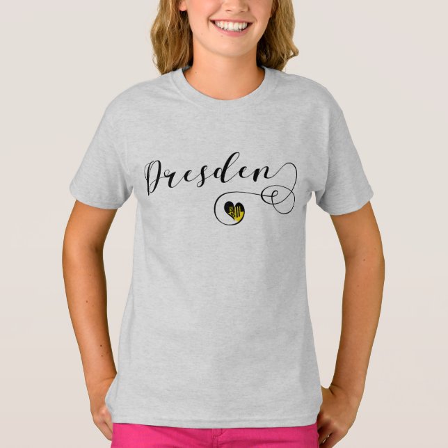 Dresdner Flagge im Herzen, Sachsen, Deutschland T-Shirt (Vorderseite)