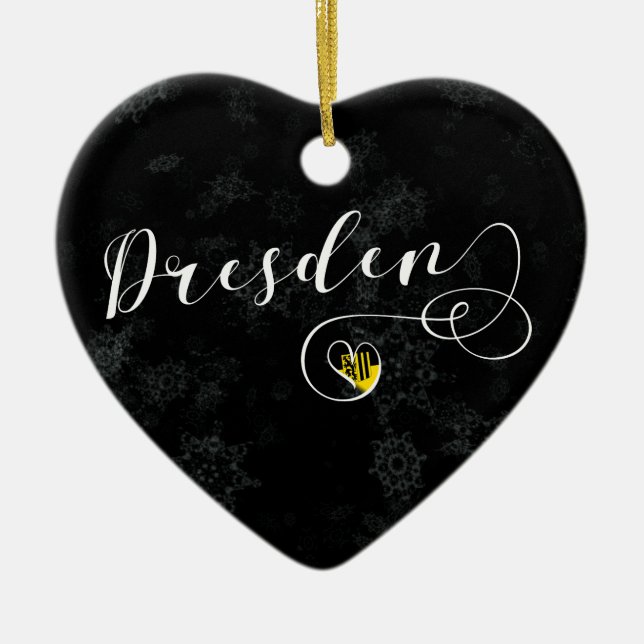 Dresdner Herz, Weihnachtsbaumschmuck, Deutschland Keramikornament (Vorne)