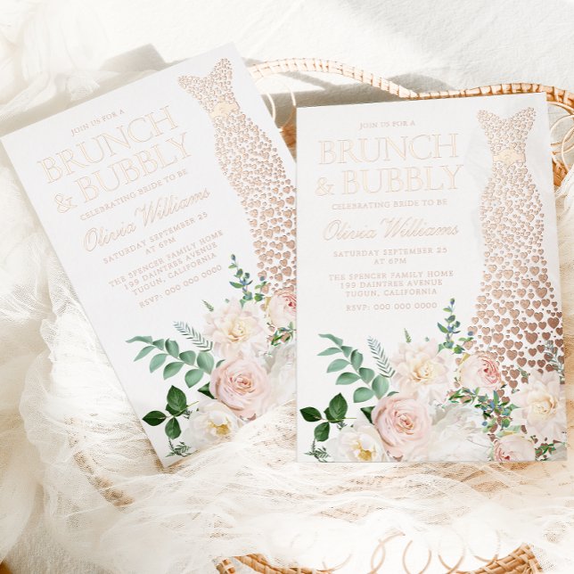 Dress & Blume Brunch & Bubbly Brautparty Folieneinladung (Von Creator hochgeladen)