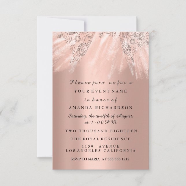 Dress Brautparty Sweet 16. 15. Rose Blush Einladung (Vorderseite)