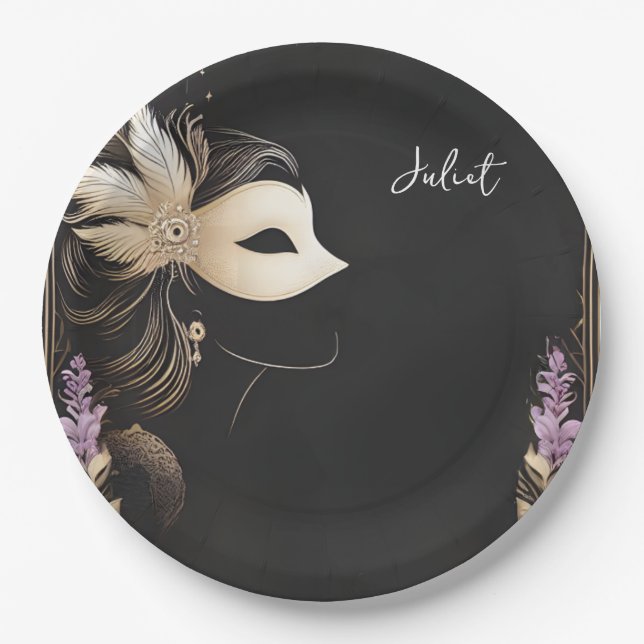 Dress-Code Prom Masquerade Ball Brautparty Pappteller (Vorderseite)