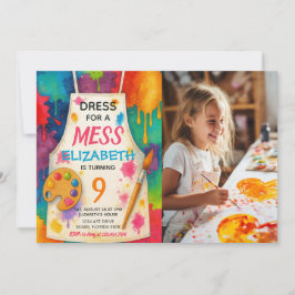 Dress for a Mess Art Party Birthday Photo Einladung