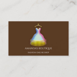Dress Logo Fashion Boutique Event Gold Brown Visitenkarte