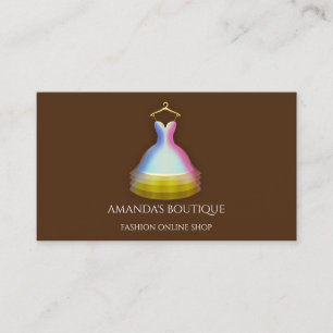 Dress Logo Fashion Boutique Event Gold Brown Visitenkarte