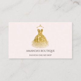 Dress Logo Fashion Boutique Event Gold Glitzer Visitenkarte