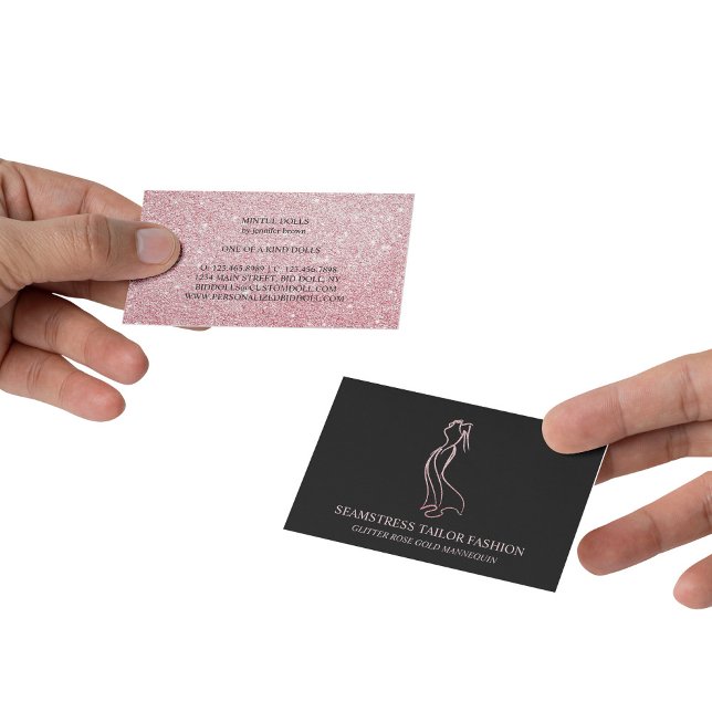 Dress Rose Gold Seamstress Schneider Visitenkarte (Dress Rose gold Seamstress Tailor Business Card)