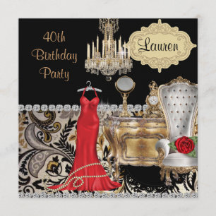 DRESS ROUGE 40E ANNIVERSAIRE Invitation VINTAGE BL