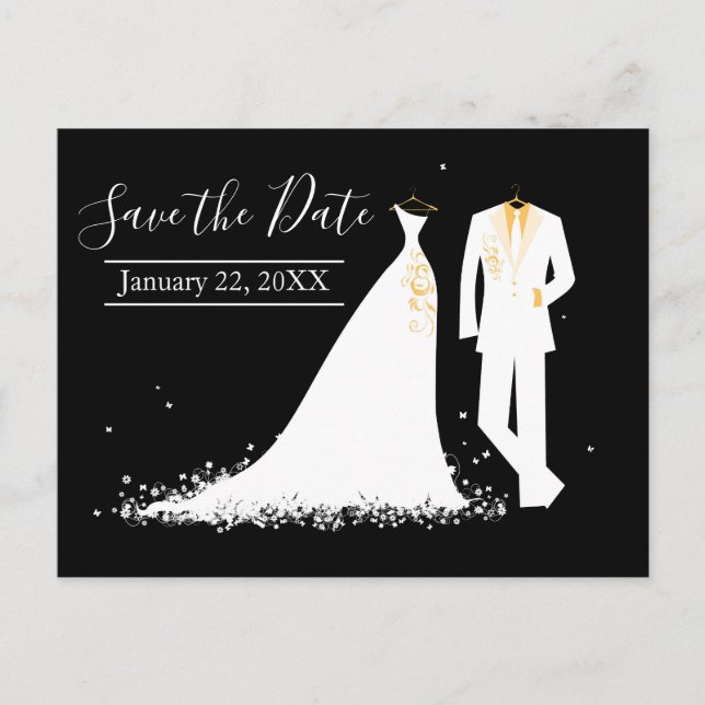 Dress & Tux - Save the Date Postkarte (Vorderseite)