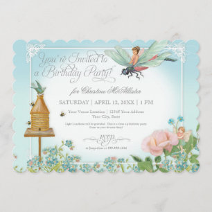 Dress up Birthday Party Garden Fairy Bee Dragonfly Einladung