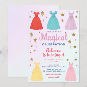 Dress up Outfits girls Princess Birthday Party Einladung