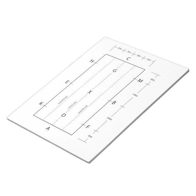 Dressage Arena Vorlage Reiten Notizblock (angewinkelt)