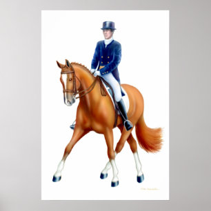 Dressage-halber Durchlauf-Reiterdruck Poster