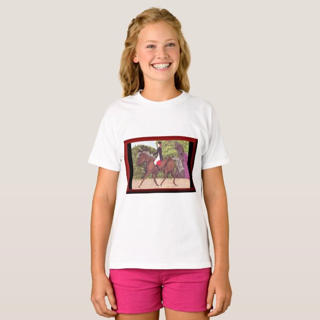 Dressage Horse Style anglais cheval tshirt d'équit (Devant entier)