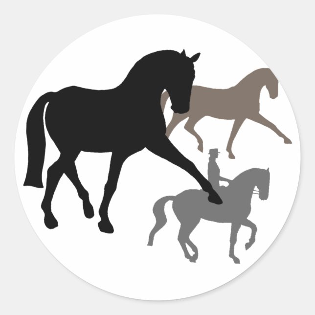 Dressage Horses Trio Runder Aufkleber (Vorderseite)