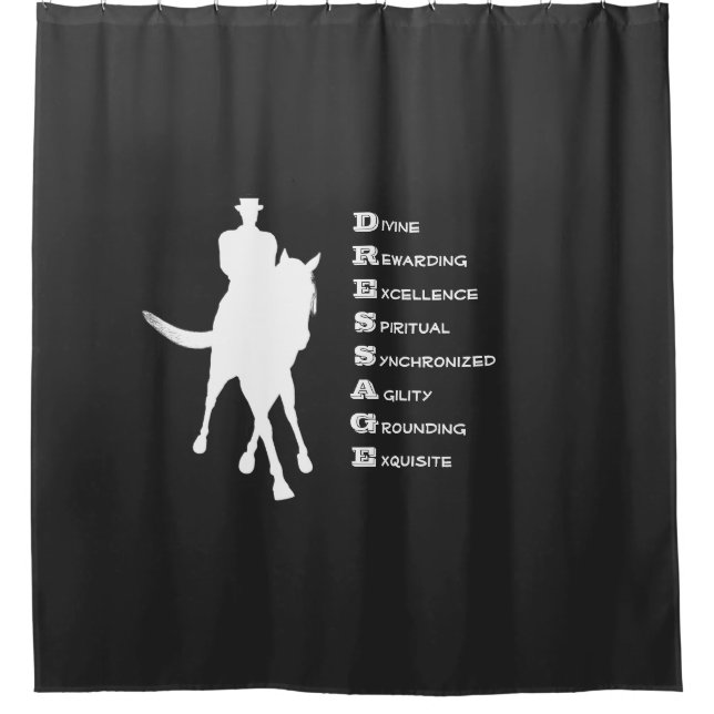 Dressage ist Silhouette dunkel  Duschvorhang (Vorderseite)