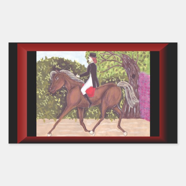 Dressage Pferd Reitsticker im englischen Stil Rechteckiger Aufkleber (Vorderseite)