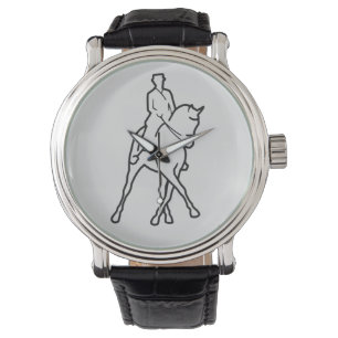 Dressage-Pferd u. Reiter - halbe Durchlauf-Linie Armbanduhr