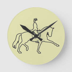 Dressage-Pferd u. Reiter-Linie Kunst Runde Wanduhr