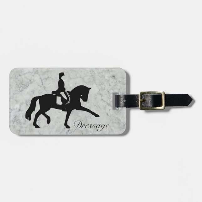 Dressage-Pferd und Reiter Gepäckanhänger (Vorderseite horizontal)