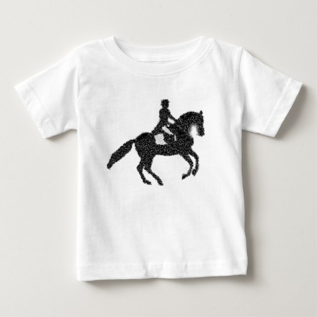 Dressage-Pferde-und Reiter-Mosaik-Entwurf Baby T-shirt (Vorderseite)