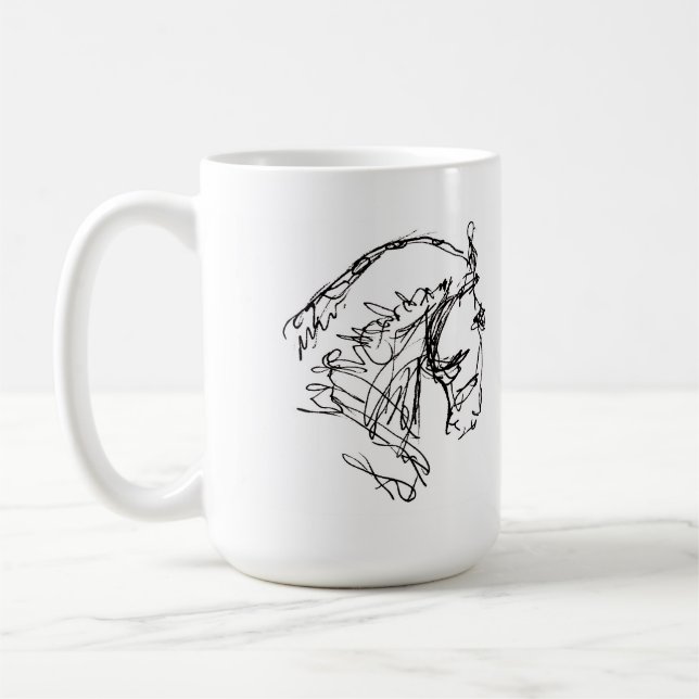 Dressage-Pferdekopf-Tassen-Weiß Kaffeetasse (Links)