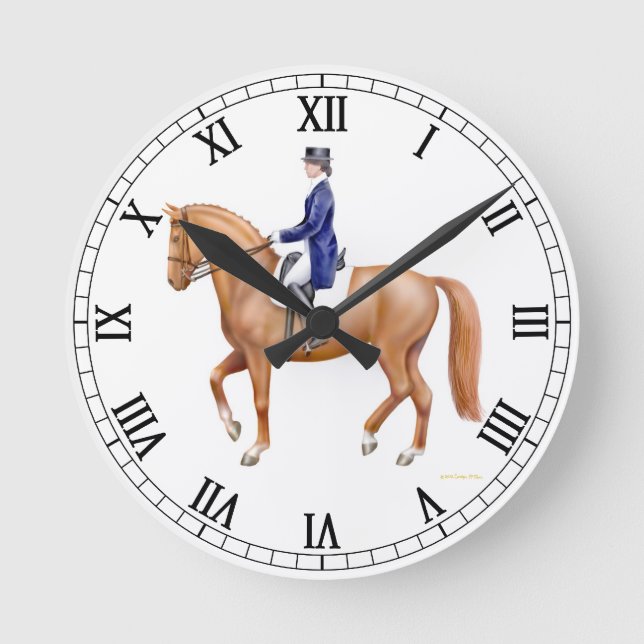 Dressage Pferderennbahn Runde Wanduhr (Vorderseite)