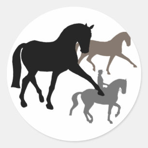 Dressage-Pferdetrio Runder Aufkleber