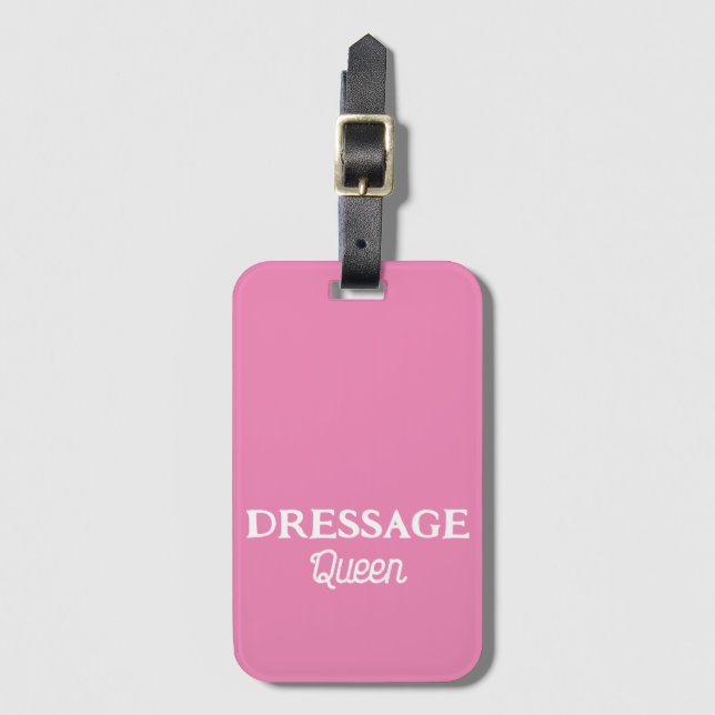 Dressage Queen Pink Retro Script Reittier Gepäckanhänger (Vorderseite Vertikal)
