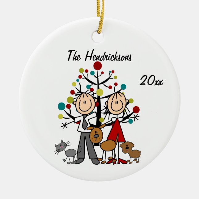 Dressed up Couple, Two Hunde, Cat Ornament (Vorne)