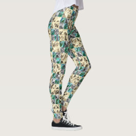 Dressianische Minze, beige- und silberne Fliesen o Leggings
