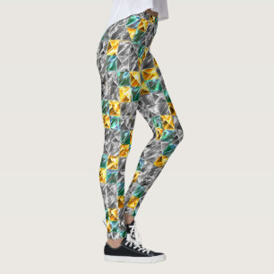 Dressianische Minze, goldene und silberne Fliesen Leggings