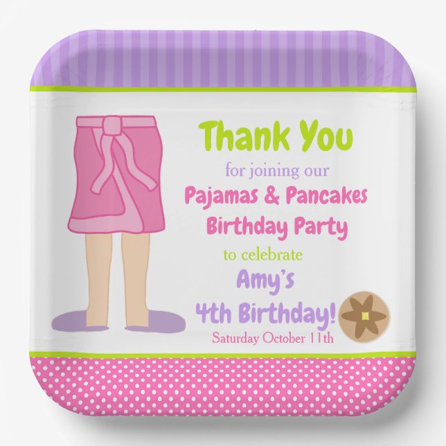Dressing Gown Pajamas and Pancakes Party Pappteller (Vorderseite)